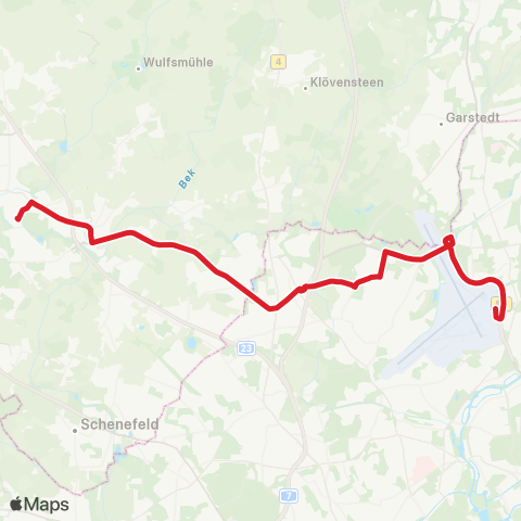 Andere Linien Bf. Pinneberg > Schnelsen > Niendorf Nord > Hamburg Airport map