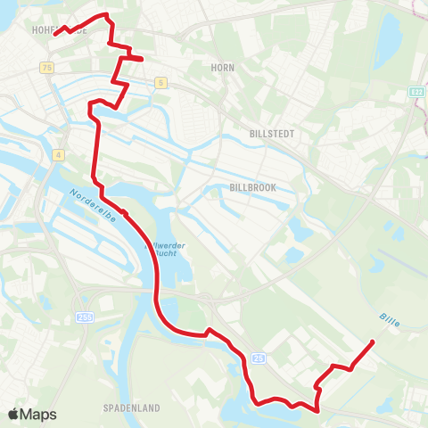 StadtBus/RegionalBus (Hamburg) Lübecker Straße > Hamm > Rothenburgsort > Moorfleet > Schule Mittlerer Landweg map