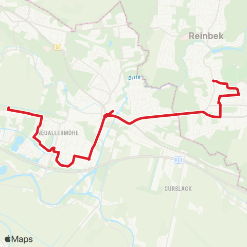 StadtBus/RegionalBus (Hamburg) Allermöhe > Nettelnburg > Bf. Bergedorf > Wentorf map