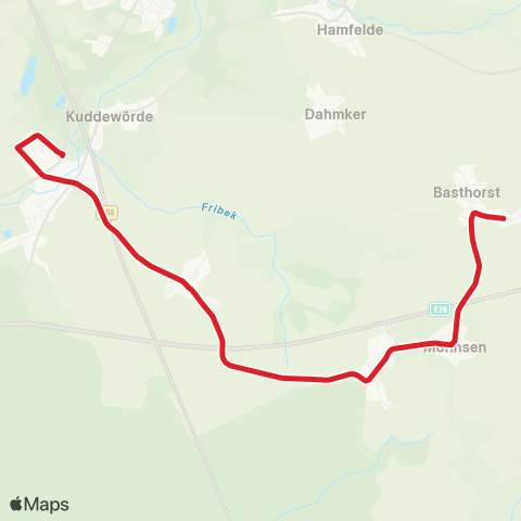 StadtBus/RegionalBus (Hamburg) Grande > Kuddewörde > Kasseburg > Möhsen > Basthorst map