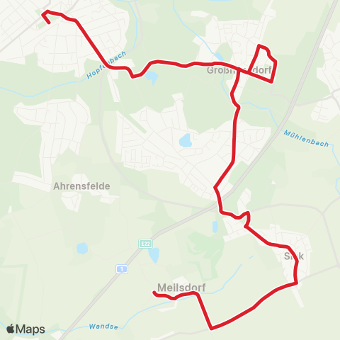 StadtBus/RegionalBus (Hamburg) Bf. Ahrensburg > Großhansdorf > Siek > Meilsdorf map