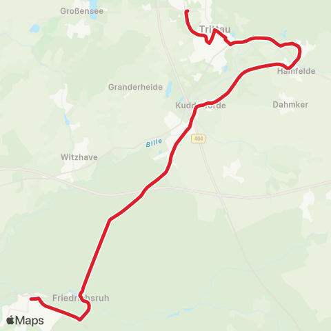 StadtBus/RegionalBus (Hamburg) Trittau > Kuddewörde > Friedrichsruh > Aumühle map