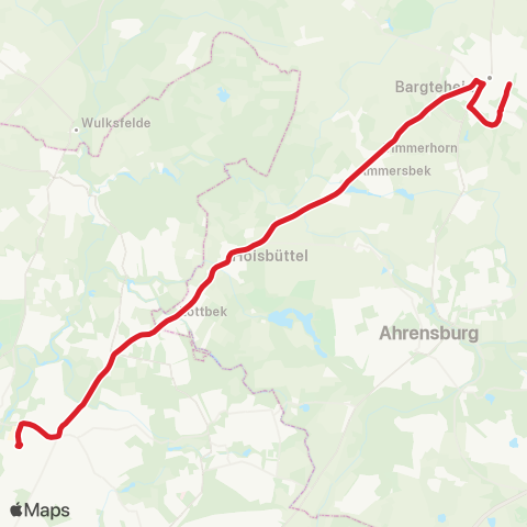 StadtBus/RegionalBus (Hamburg) Bf. Bargteheide > Hoisbüttel > Bergstedt > Poppenbüttel map