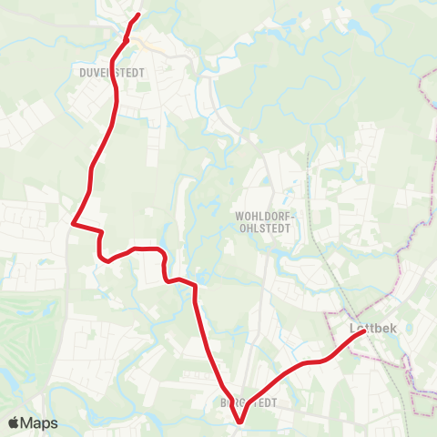 StadtBus/RegionalBus (Hamburg) Bergstedt > Lemsahl > Duvenstedt map
