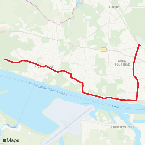 StadtBus/RegionalBus (Hamburg) Falkenstein > Blankenese > Teufelsbrück (Fähre) > Othmarschen (> Trabrennbahn B.) map