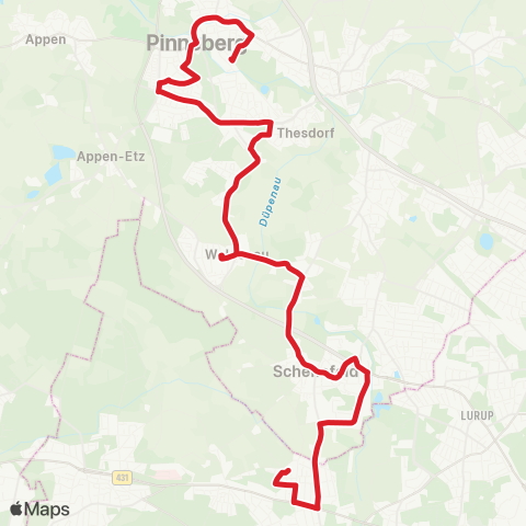 StadtBus/RegionalBus (Hamburg) Iserbrook > Schenefeld > Thesdorf > Bf. Pinneberg map