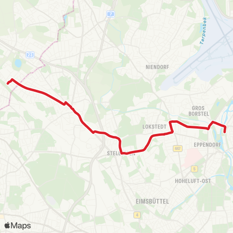 StadtBus/RegionalBus (Hamburg) Krupunder > Hagenbecks Tierpark > Lattenkamp / Uk Eppendorf map