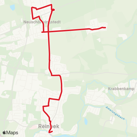 StadtBus/RegionalBus (Hamburg) Ohe > Neuschönningstedt > Schönningstedt > Reinbeker Schulen map