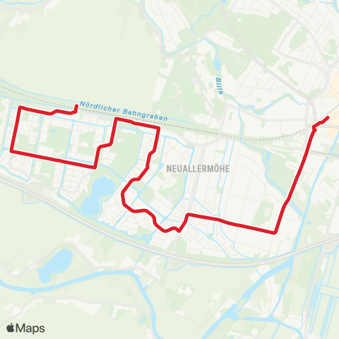 StadtBus/RegionalBus (Hamburg) Allermöhe > Neuallermöhe > Bf. Bergedorf map