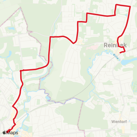 NachtBus Bf. Bergedorf > Max-Eichholz-Ring > Klosterbergen > Reinbek map