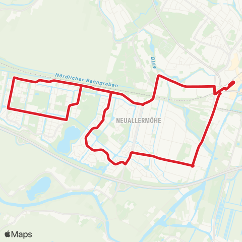 NachtBus Bf. Bergedorf > Nettelnburg > Neuallermöhe > Bf. Bergedorf map