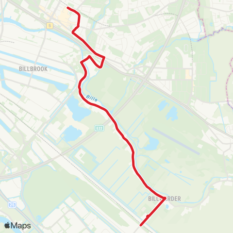 StadtBus/RegionalBus (Hamburg) Billstedt > Rotenbrückenweg > Billwerder Billdeich > Mittlerer Landweg map