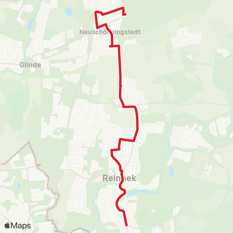 StadtBus/RegionalBus (Hamburg) (Wentorf >) Reinbek > Schönningstedt > Neuschönningstedt map