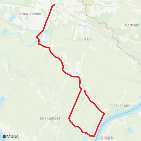 StadtBus/RegionalBus (Hamburg) Bf. Bergedorf > Neuengamme > Kiebitzbrack > Kz-Gedenkstätte map