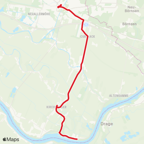 StadtBus/RegionalBus (Hamburg) Bf. Bergedorf > Curslacker Heerweg > Kirchwerder Hausdeich > Krauel map