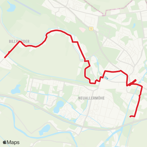 StadtBus/RegionalBus (Hamburg) Mittlerer Landweg > Billwerder > Nettelnburg > Bf. Bergedorf > Energie-Campus Bergedorf map