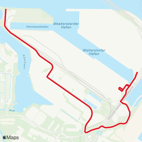 StadtBus/RegionalBus (Hamburg) Containerterminal Burchardkai > Bubendey-Ufer (Fähre) map