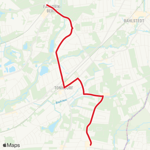 StadtBus/RegionalBus (Hamburg) Jenfeld-Zentrum > Bf.Tonndorf > Farmsen map