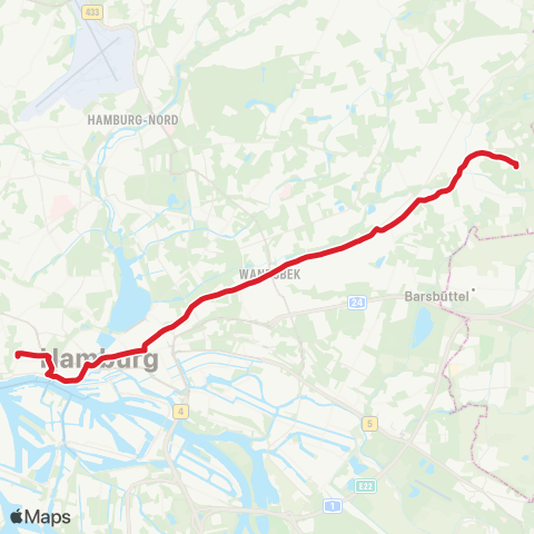 NachtBus St. Pauli > Wandsbek > Rahlstedt > Großlohe map