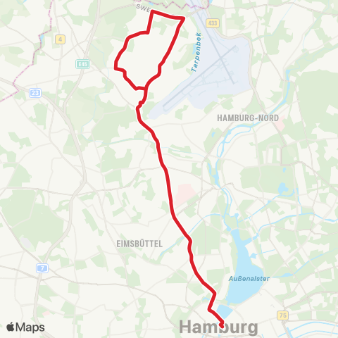 NachtBus Niendorf > Lokstedt > Hoheluftbrücke > Bf. Dammtor > Rathausmarkt map