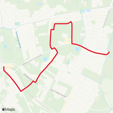 StadtBus/RegionalBus (Hamburg) Horner Rennbahn >Friedhof Öjendorf map