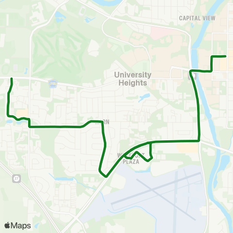 Iowa City Transit Highway 1 map