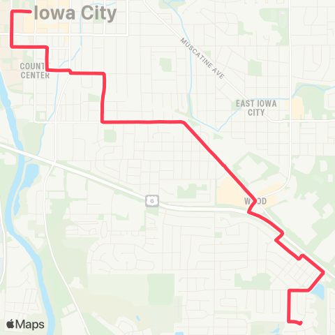 Iowa City Transit Lower Muscatine / Kirkwood map