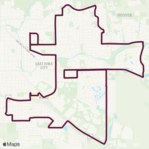 Iowa City Transit Eastside Loop map