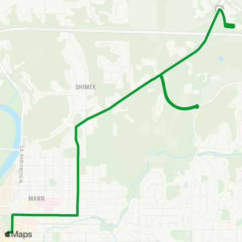 Iowa City Transit North Dodge map