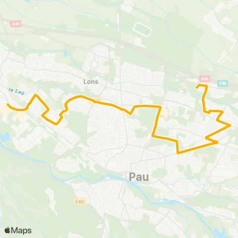 Idélis Lescar Soleil <> Pau Efs map