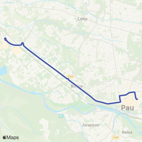 Idélis Pau Bosquet <> Lescar Soleil map