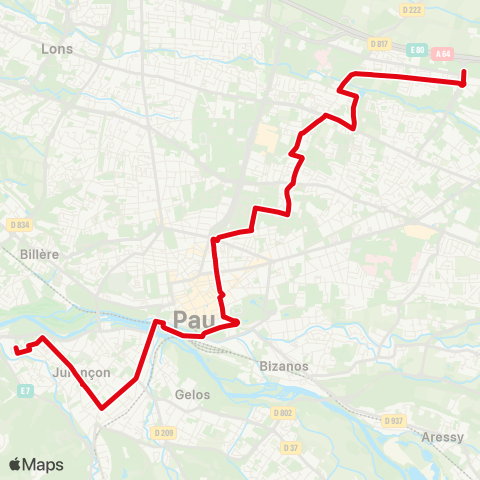 Idélis Jurançon LP A. Campa <> Pau Cité Multimédia map