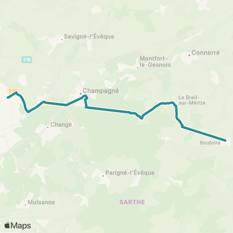 illyGO Bouloire - Gare de Champagné - Le Mans Maillets-Zamenhof T2 map