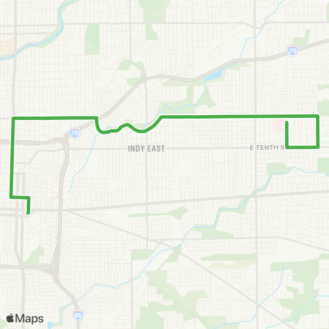 IndyGo East 16th St map