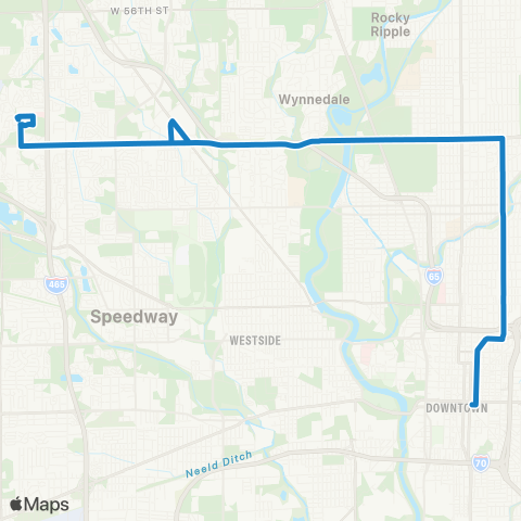 IndyGo West 38th St map