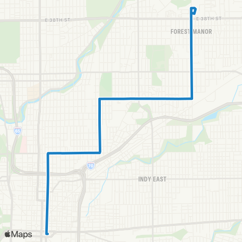 IndyGo East 25th St map