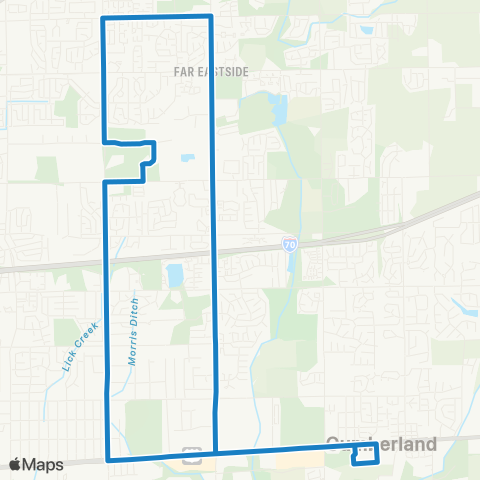 IndyGo Eastside Connector map