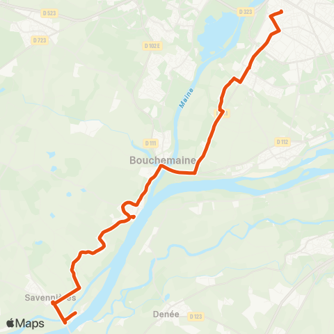 Irigo Béhuard Bourg / Ste-Gemmes le Fresne - Angers Gare rout. Sémard map