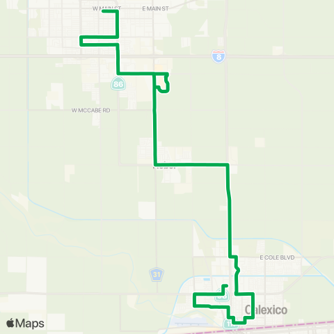 Imperial Valley Transit Hacienda Dr / Ollie Av - State St / 7th St map