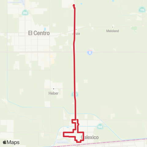 Imperial Valley Transit Imperial Val Coll - Rockwood Av / Cole Rd map