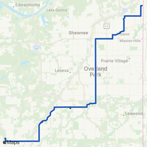 RideKC Antioch-Olathe map