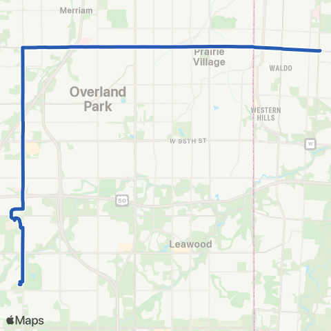 Johnson County Transit Quivira-75th Street map