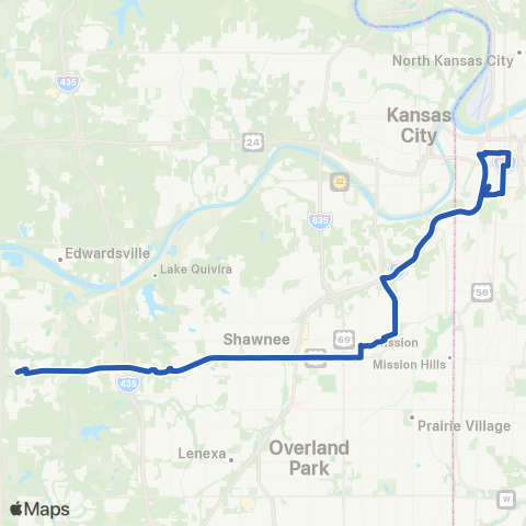 RideKC Shawnee Express map