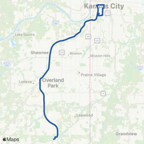 RideKC South Op Express map