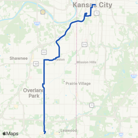 Johnson County Transit Metcalf-Downtown map