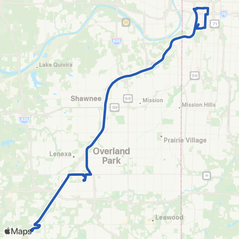 RideKC Strang Line Express map