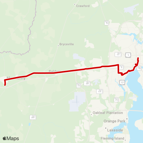 JTA Baker Wildcat Shuttle map