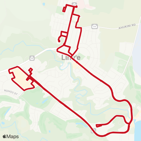 The Kau'i Bus Lihue Shuttle map