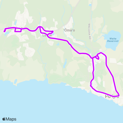 The Kau'i Bus Koloa Shuttle map