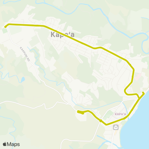 The Kauaʻi Bus Kapahi Shuttle map